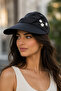 Women's Visor Hat Black Flower Detailed Adjustable Velcro Sunshade Summer Model - 4