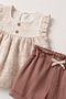 Girls' Lace Detailed Ruffle Blouse and Shorts Summer 2-Piece Set - 4