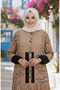 Alacatı Patterned Buttoned Viscose Hijab Dress 2198-04 Milky Coffee - 3