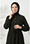 Half buttoned waist tie layered dress 2273-05 dark green - 4