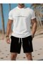 Horizontal whatever printed men's premium oversize top and bottom set t-shirt and shorts set