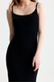 Black Strap Slit Long Dress - 6