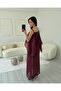Wine Cloak Detailed Dress - 7