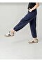Navy Blue Stoned Pocketed Brit Elastic Cuffed Girls' Sweatpants 6168-4 - 2