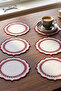 6 Pieces of Red Embroidered Dowry Napkins for Coffee and Cocktail Presentations