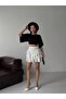 White Polka Dot High Waist Crumpled Fabric Ruffle Mini Short Skirt Gg88000 - 3
