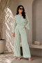 -Mint Green Textured Co-Ord Set with Ruffle Detail & Flared Sleeves - 4