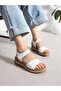 Carenzo White Genuine Leather Women's Sandals - 3