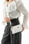 White Women's Faux Leather 3-Compartment Metal Zippered Crossbody Small Shoulder Bag - 4