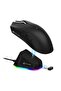 ماوس ألعاب لاسلكي خفيف الوزن X11 مع قاعدة شحن RGB، ثلاثي الأوضاع - 2.4G/USB-C سلكي/بلوتوث، 22 ألف نقطة في البوصة، مستشعر بصري PAW3311، مفتاح HUYU، 5 أزرار قابلة للبرمجة لأجهزة الكمبيوتر/ماك (أسود)