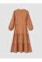 Two Mt Shop Quality Hakim Collar Patterned Belted Layered Dress - 6