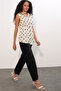 Women's Waist-Slit Polka Dot Shirt 20395 - Ecru - 2