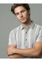 Men White Striped Short Sleeve Shirt - 6