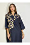 Navy Blue Printed Jalabiya with Tassel Trim - 3