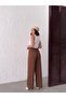 Women's Bitter Brown Elastic Waist Draped Trousers Nj139 - 3