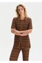 Polo Collar Bronze Knitwear Top with Special Knit Detail - 4