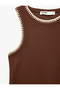 Cotton Crew Neck Sleeveless Athlete Blouse with Crochet Detail - 5