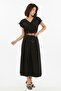 Women's V-Neck Suit with Shoulder and Waist Tie Detail - 7