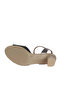 Black Leather Women's Heeled Sandals - 5