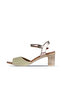 Khaki Leather Women's Heeled Sandals - 3