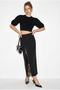 Women's Black Lace Detailed Slit Pencil Skirt De261017 60286299