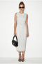 Women's White Draped Polka Dot Lined Midi Dress 20219 60286146 - 3