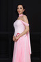 Top Atlas Fabric Bottom Chiffon Satin Designer Dress - Pink - 2