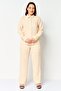Women 2 Pieces Textured Long Sleeve Shirt And Bottom Set, Beige