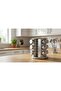 12-Piece Stainless Steel Glass Spice Rack Set with Round Metal Rotating Stand and Covers, 12-Piece - 4