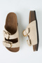 Rio Women's Vegan Leather Double Buckle Beige Slippers - 4