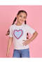 Girls White Heart Embellished T Shirt