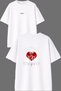 Heart Design Front and Back Printed White Oversize T-Shirt