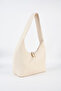 Women's Delicate Cream Medium Size Suede Zipper Closure Handbag and Shoulder Bag - 2