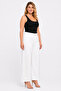 Women's Plus Size White, Stone Detailed, High Waist, Ironing Trace Patchwork, Elastic Waist and Tie-Up Jeans 65N39529 - 6