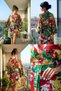 Multi-Colored Floral Patterned Midi Length Viscose Women's Kimono - 8