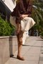 Megy Women's Tan Genuine Leather Suet Bow Detail Ballet Flats - 7