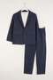 Little Men Series 100% Cotton Linen 3-Piece Set Navy Blue 7-11 Years Old - 2