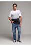 Regular Fit Round Neck Striped Men's Navy Blue Short Sleeve T-Shirt - 3