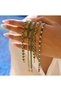 Round shaped 18K PVD Gold Plated Stainless Steel Emerald Party Bracelet Cubic Zirconia - 3