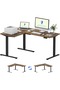 Electric Height Adjustable L-Shaped Standing Desk 63 x 47 Inch Reversible Corner with Memory Presets and Anti-Collision System Ergonomic Sit Stand Workstation for Home Office - Rustic Brown