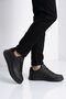 Black Large Size Lace-Up Leather Men's Sports Shoes 158 m - 2