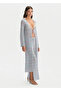Water Green Color Gradient Sparkling Knitwear Kaftan - 3