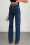 Women's Flexible Wide Leg Navy Blue Jeans - 5