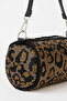 Women's Zerrin Leopard Stone Suede Cylinder Zipper Closure Mini Handbag and Shoulder Bag - 4