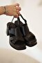 Nero Women's Platform Heeled Genuine Leather Shoes Black - 2