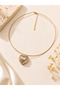 Heart Detailed Collar Steel Necklace