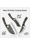 Chef Knife Set with Protective Sheaths, Ergonomic Grip Kitchen Cleaver & Slicing Knives for Daily Food Prep, Textured Blades for Home Cooking, Precise Cutting Tools for Kitchen Efficiency - 4