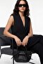 Women's Mini Hand and Shoulder Bag with Drawstring Detail, Stylish Daily Bag, Black - 3