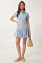 Mini Modal Shirt Dress Lub0366 Sky Blue - 3