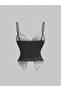 Double Front Twist Polka Dot Patterned Thin Strap Alaçatı Crop Top - 7